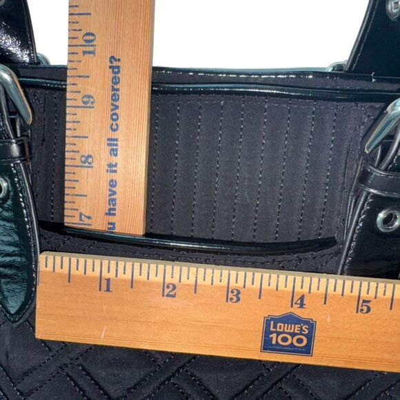 Vera Bradley Black Quilted Zippered Rectangular Bag / Commuter Tote /  Purse - Picture 13 of 16